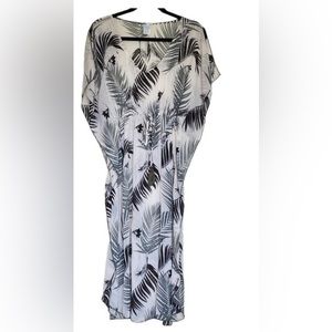 Kona Sol leaf/palm print swim coverup